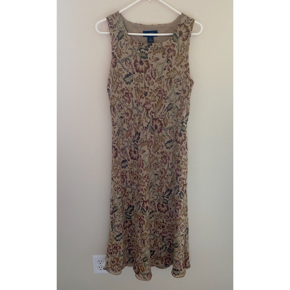 Charter Club Petite Silk Dress Womens 14P Floral Sleeveless Midi Cottagecore